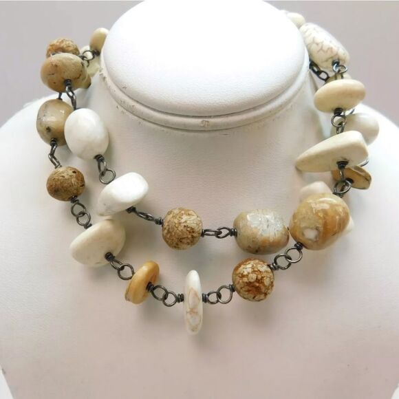 Silpada 925 Howlite Opal Mahogany Seed Sterling Silver Necklace 41g - Picture 2 of 5